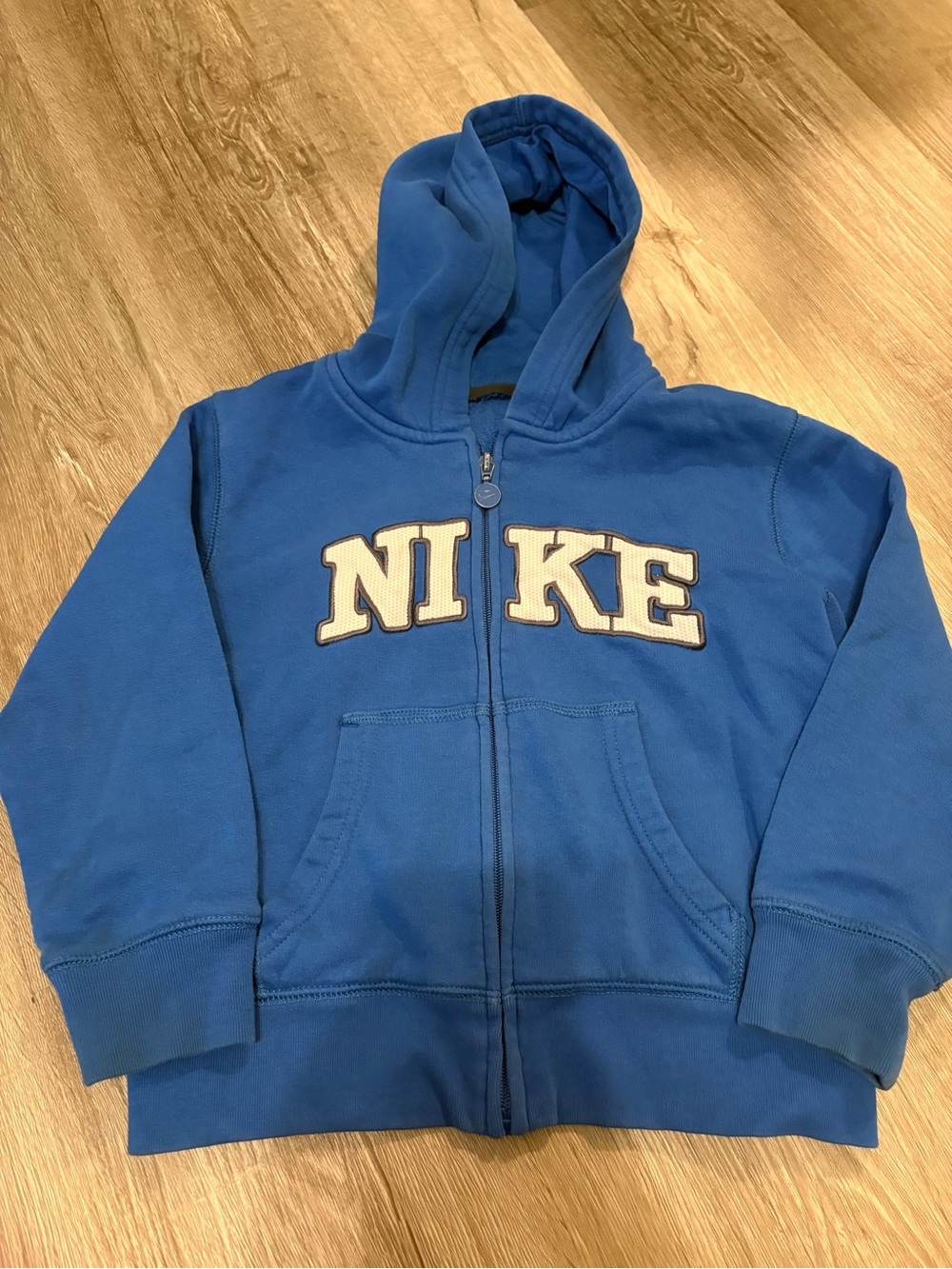 Nike Royal Blue Kids Zip-Up Hoodie with White Lettering